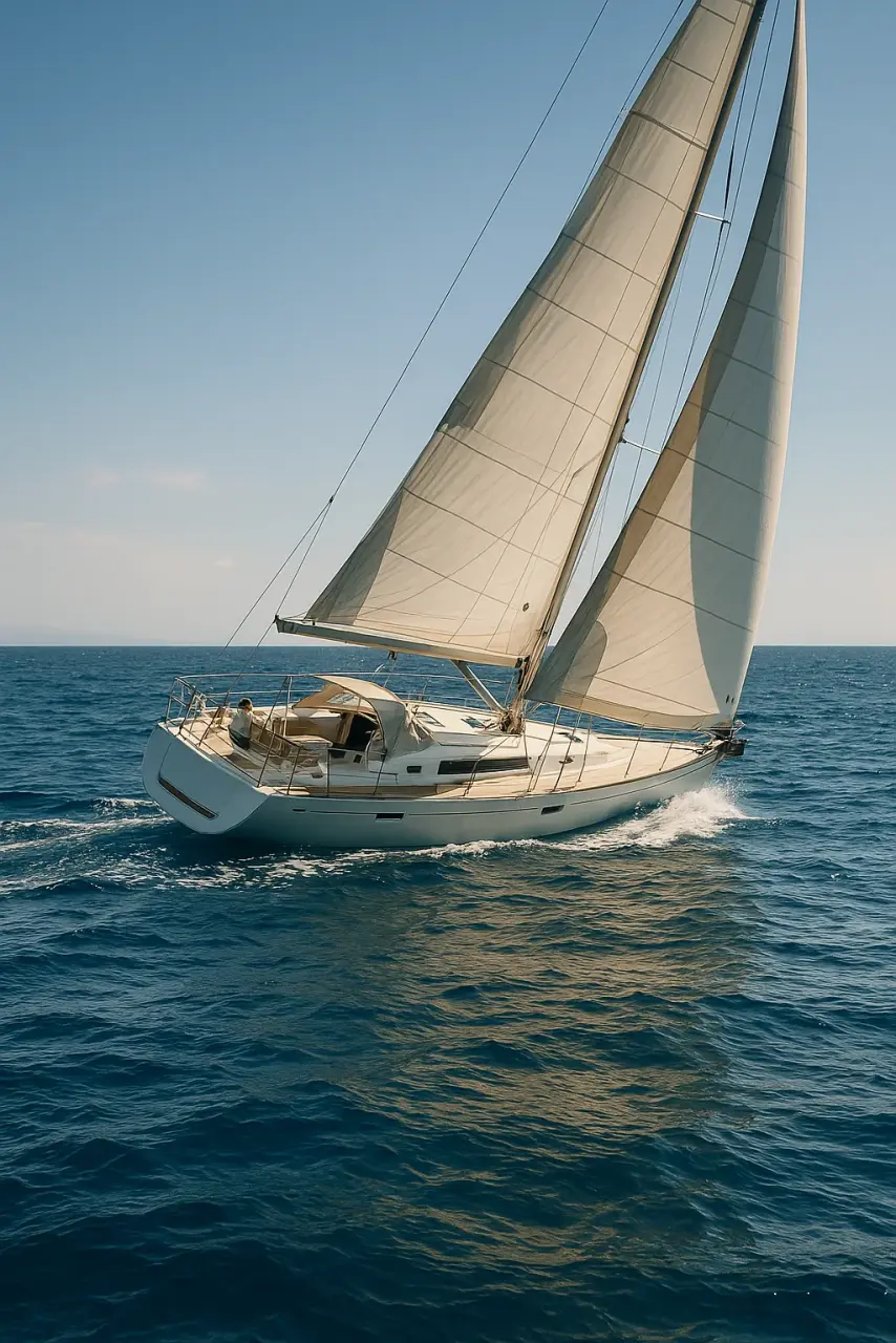 Voilier sous voiles au large de la Côte d’Azur